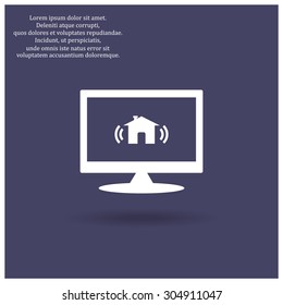 The house is surrounded by a network wi-fi. icon. vector design