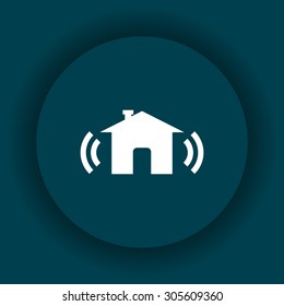 The house is surrounded by a network wi-fi. icon. vector design