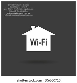 The house is surrounded by a network wi-fi. icon. vector design