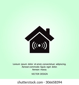 The house is surrounded by a network wi-fi. icon.
