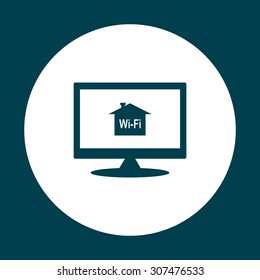 The house is surrounded by a network wi-fi. icon. vector design