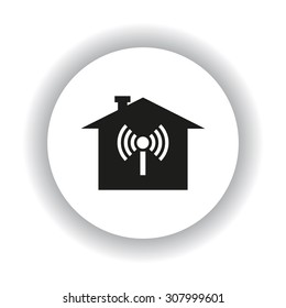 The house is surrounded by a network wi-fi. icon. vector design