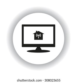 The house is surrounded by a network wi-fi. icon. vector design