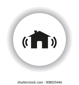 The house is surrounded by a network wi-fi. icon. vector design