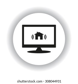 The house is surrounded by a network wi-fi. icon. vector design