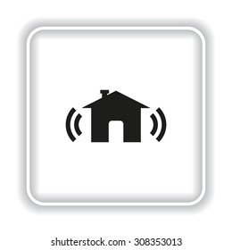 The house is surrounded by a network wi-fi. icon. vector design