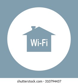 The house is surrounded by a network wi-fi. icon. vector design