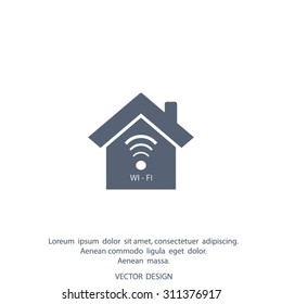 The house is surrounded by a network wi-fi. icon.