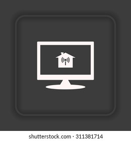 The house is surrounded by a network wi-fi. icon. vector design