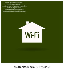 The house is surrounded by a network wi-fi. icon. vector design