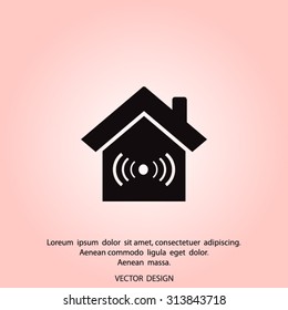 The house is surrounded by a network wi-fi. icon.