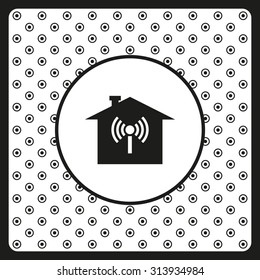 The house is surrounded by a network wi-fi. icon. vector design