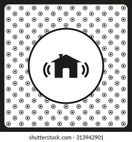 The house is surrounded by a network wi-fi. icon. vector design