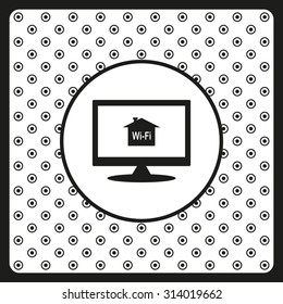 The house is surrounded by a network wi-fi. icon. vector design