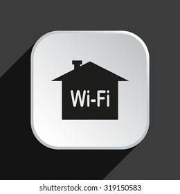 The house is surrounded by a network wi-fi. icon. vector design