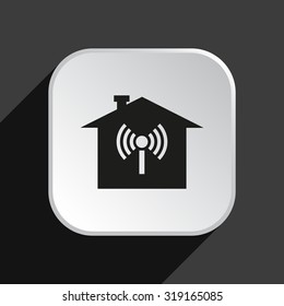 The house is surrounded by a network wi-fi. icon. vector design