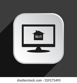 The house is surrounded by a network wi-fi. icon. vector design