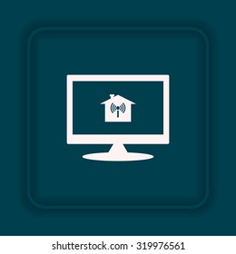 The house is surrounded by a network wi-fi. icon. vector design