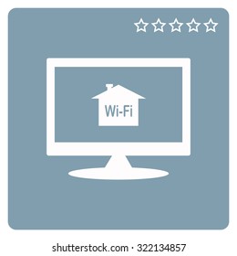 The house is surrounded by a network wi-fi. icon. vector design