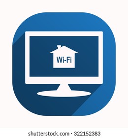 The house is surrounded by a network wi-fi. icon. vector design