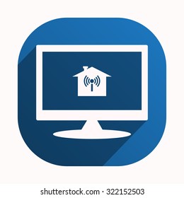 The house is surrounded by a network wi-fi. icon. vector design