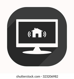 The house is surrounded by a network wi-fi. icon. vector design