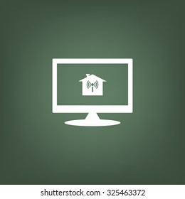 The house is surrounded by a network wi-fi. icon. vector design