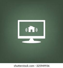 The house is surrounded by a network wi-fi. icon. vector design