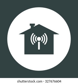 The house is surrounded by a network wi-fi. icon. vector design
