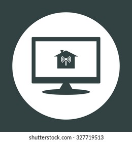 The house is surrounded by a network wi-fi. icon. vector design