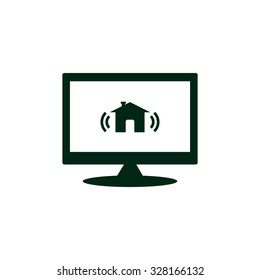 The house is surrounded by a network wi-fi. icon. vector design