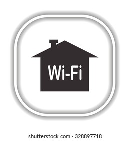 The house is surrounded by a network wi-fi. Modern design flat style icon