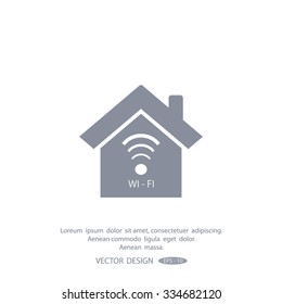 The house is surrounded by a network wi-fi. icon.