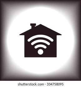 The house is surrounded by a network wi-fi. icon. vector design