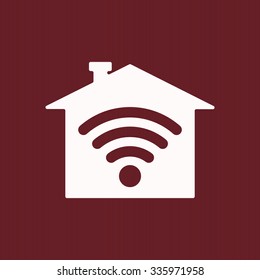 The house is surrounded by a network wi-fi. icon. vector design