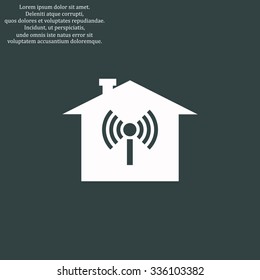 The house is surrounded by a network wi-fi. icon. vector design