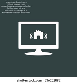 The house is surrounded by a network wi-fi. icon. vector design