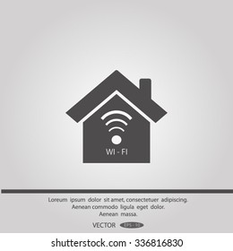 The house is surrounded by a network wi-fi. icon.