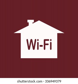 The house is surrounded by a network wi-fi. icon. vector design