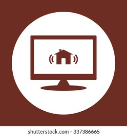 The house is surrounded by a network wi-fi. icon. vector design
