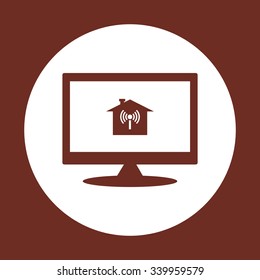 The house is surrounded by a network wi-fi. icon. vector design
