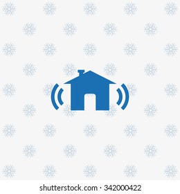The house is surrounded by a network wi-fi. icon. vector design
