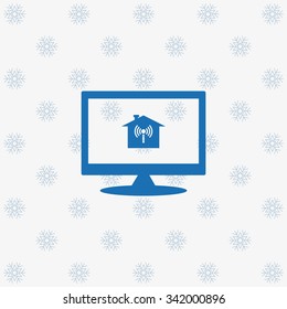 The house is surrounded by a network wi-fi. icon. vector design