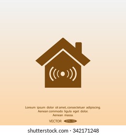 The house is surrounded by a network wi-fi. icon.