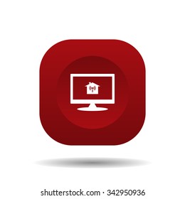 The house is surrounded by a network wi-fi. icon. vector design