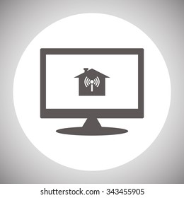 The house is surrounded by a network wi-fi. icon. vector design