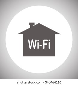 The house is surrounded by a network wi-fi. icon. vector design