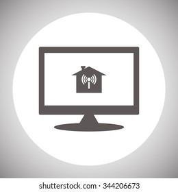 The house is surrounded by a network wi-fi. icon. vector design