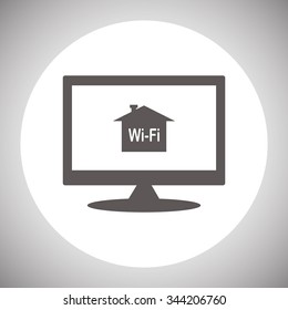 The house is surrounded by a network wi-fi. icon. vector design