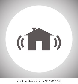 The house is surrounded by a network wi-fi. icon. vector design